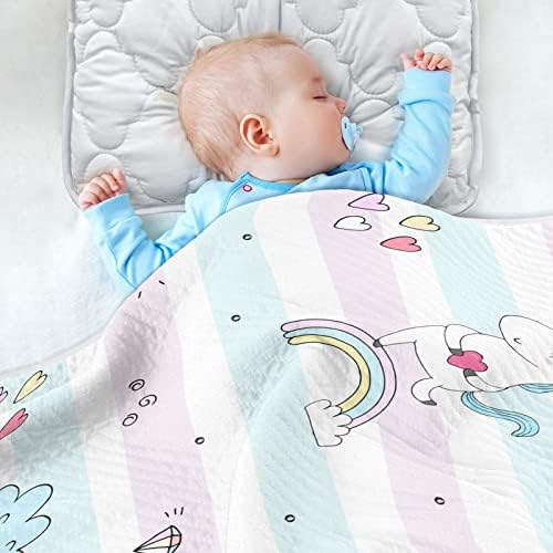 Swaddle Clature Cute Unicorn Star памучно ќебе за новороденчиња, примање ќебе, лесен меко залепено ќебе за креветчето, шетач,