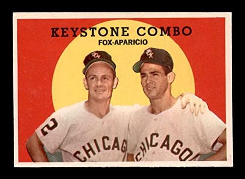 408 Луис Апарисио/Нели Фокс Кистоун Комбо Хоф - 1959 Топс Бејзбол Картички Оценето НМ+ - Бејзбол Плочи Автограмирани Гроздобер