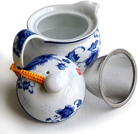 Yxhupot чајник 350 мл сина и бела цветна порцеланска барел класичен сад за вода