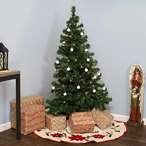 Sunnydaze 4 -метарска елка на канадска бор со придружни гранки - Unlit PVC вештачко дрво со метален штанд - Декорација на празнични празници