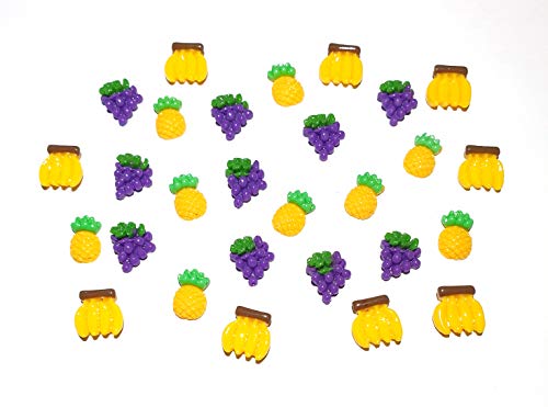 30 парчиња симпатична мала жолта банана и виолетова грозје овошје кабохон рамен