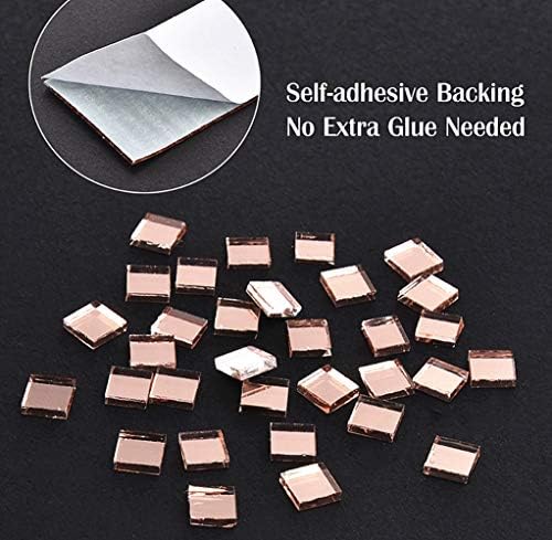 Амао 2400 парчиња розово злато самолепливо мозаик плочки квадратни стаклени огледала плочки налепници за DIY backsplash кујна за