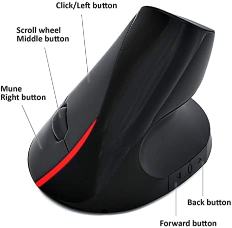 Жичен Вертикален Глушец, Opономски Вертикален Оптички USB Жичен Глушец Со 5 Програмабилни Копчиња за Компјутер, Лаптоп