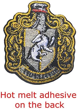Хајорпаи ​​2 парчиња компатибилни со Хари Потер куќа на Хафлепуф Хаус Крест лого -лепенка извезено ладно железо на или шие на закрпи