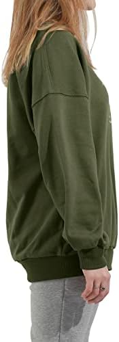 Utcoco женски преголеми џемпери графички графички екипаж на долги ракави лабави вклопени обични врвови на пулвер