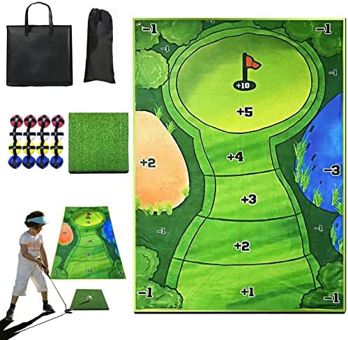 Поставен случај на игра за голф - вклучува леплива игра со лепливи играчи од 6x4 ft, 16 топчиња за голф, 1 чипс мат и носење