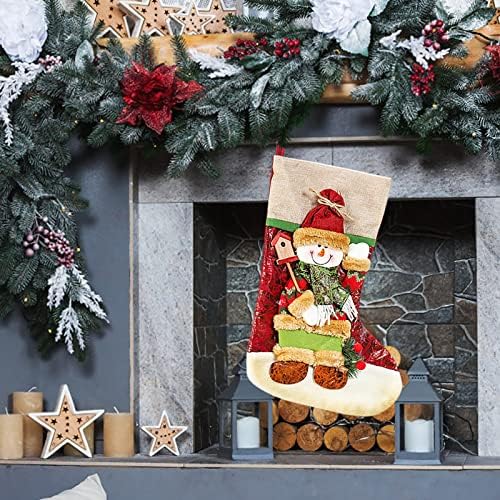 Божиќно порибување Големи Божиќни чорапи Декорација Дедо Мраз Снежајд ирваси порибување Божиќни украси и додатоци за забави што висат кристали