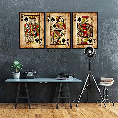 Ретро играње картичка wallидна уметност покер wallидна уметност платно отпечатоци џокер Jackек кралица кралска соба уметност сликање