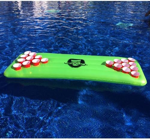 ГОПОНГ базен понг маса, надувување лебдечки пиво понг маса, вклучува 3 топки за понг