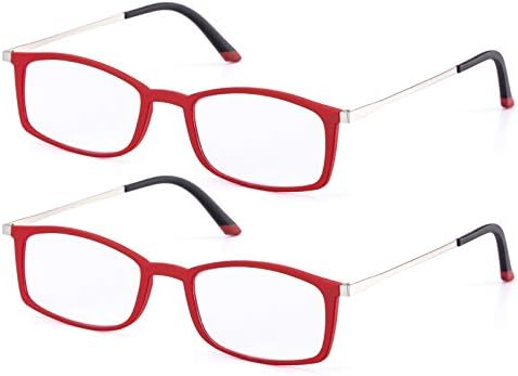 Лино 2 парчиња Практични Очила За Читање За Мобилни Телефони Со Метална Рамка-Црвена +2.00