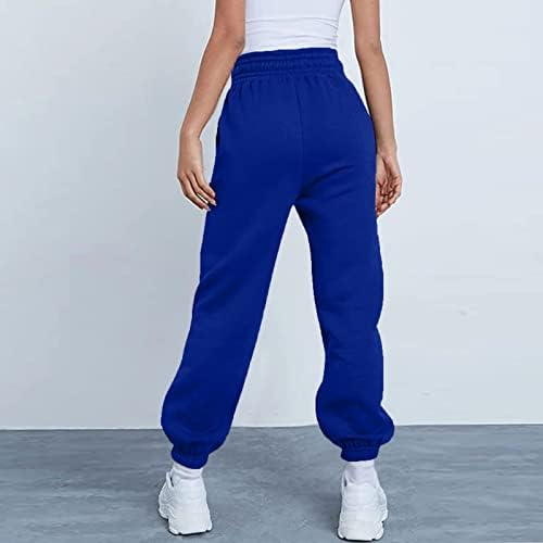 Женски џемпери со високи половини, панталони со пот, удобно кино -џогер Y2K Трендовски салон панталони со џебови
