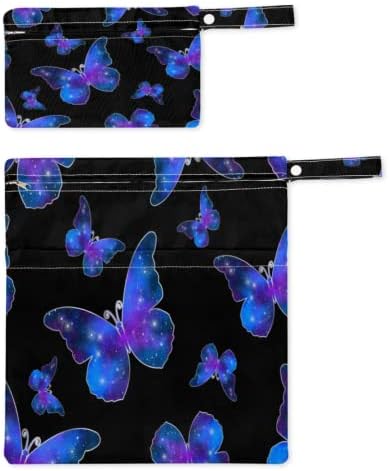 2 парчиња Водоотпорна Влажна Сува Торба Апстрактна Уметност Пеперутка Еднократно Перење Бебешка Ткаенина Пелена Торба Со Два Џебови Со Патент