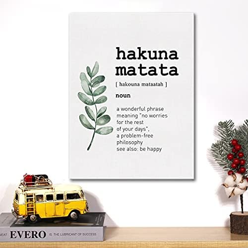 Платно wallидна уметност инспиративна hakuna matata word дефиниција платно печатење на сликарство домашен wallид декор врамен смешен