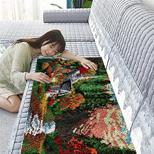 Комплети за везење Xindong, DIY килим возрасни капчиња за везење тепих комплети за куки за возрасни, комплети за куки за заклучување