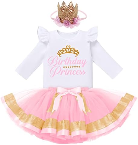 Имекис девојки принцеза роденденска облека кошула + Туту здолниште + круна дете Детска торта пресече есен зимска облека Фотосесија