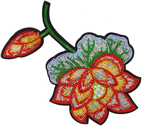 Роза цвет извезена лепенка, апликација за шиење на црвен цвет
