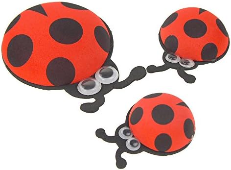 Homeford Foam Ladybug се фаворизира со глупави очи, црвена, 2-3/4-инчи, 10 брои