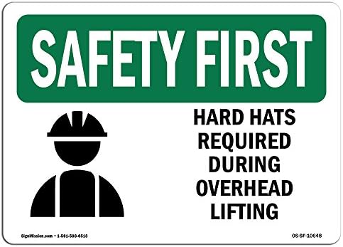 Оша Безбедност Прв Знак-Хард Капи Потребни За Време На Надземни Со Симбол | Алуминиум Знак | Заштита На Вашиот Бизнис, Работа