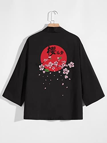 Машки цвеќиња на машка и кран за печатење јапонски стил кимоно ти