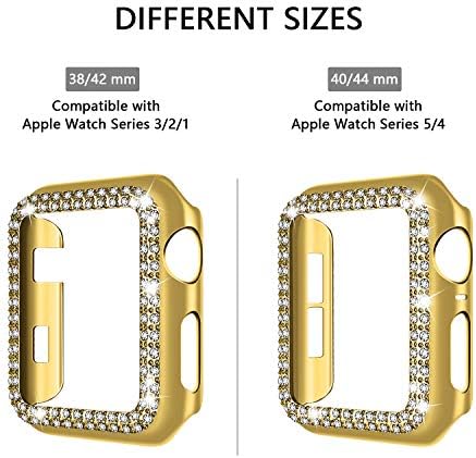 Adepoy компатибилен за кутија на Apple Watch 40мм серија 6/5/4 SE Bling Rhinestone Apple Watch Protective Case Bumper Frame Frame Ecter