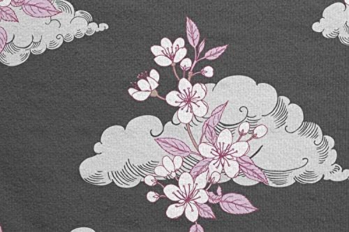 Ambesonne Floral Yoga Mat крпа, повторувачки јапонски сакура цвет на симплистичка илустрација на облак, нелизгање на пот-абсорбента јога