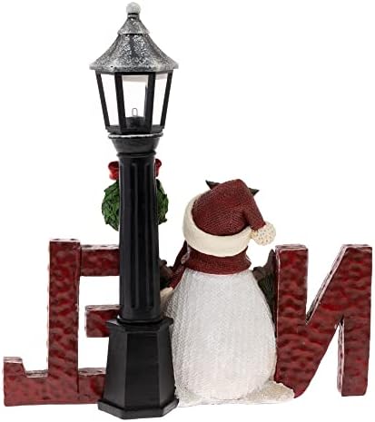 Бостон Меѓународен Божиќ Зимски Празник Декорација На Масичка, 13-Инчи, Лер Ноел Снешко Светилка Пост