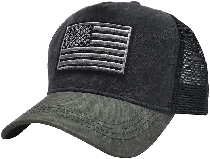 Американско знаме за мажи за мажи, мрежено везена тато капа, капа за прилагодување на бејзбол со знаме на САД, на отворено