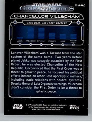 2018 Топс Војна На Ѕвездите галактички Датотеки Tfa-42 Канцелар Villecham Официјален Не-Спортски Тргување Картичка ВО NM Или Подобро