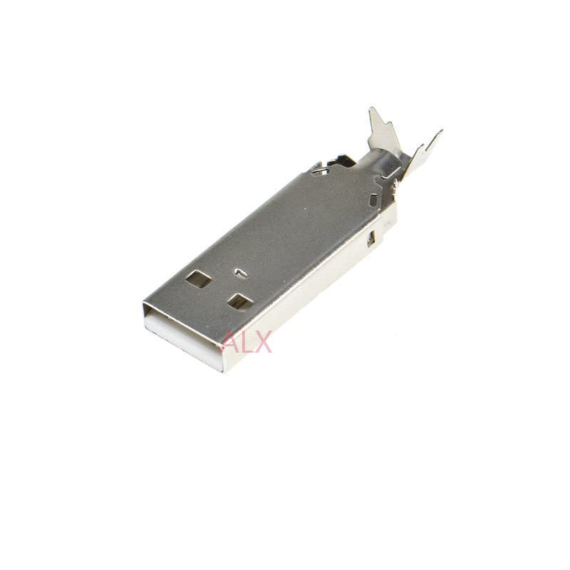 10СЕТОВИ USB 2.0 Тип - Машки КОНЕКТОР ЗА НАВРТУВАЊЕ 4P 4PIN DIY Триделна Бела Пластична Склопена Челична Обвивка