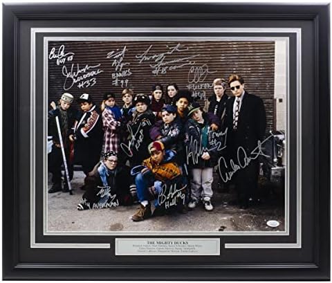 Mighty Ducks Multi потпишана врамена од 16x20 Cast Footh 10 потписи JSA - Автограмирани фотографии од NHL