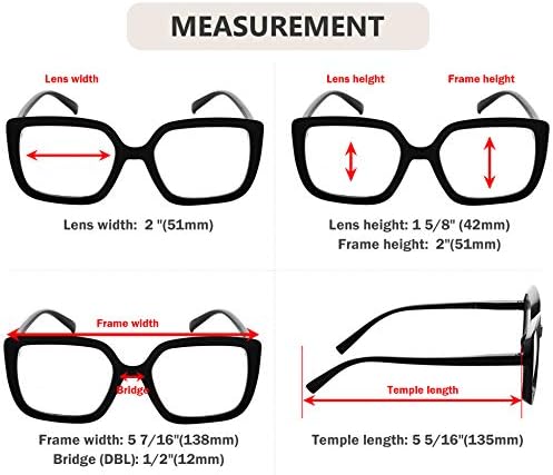 Очила за читање на очи за жени со голема рамка за очила за очила - црна +1,75