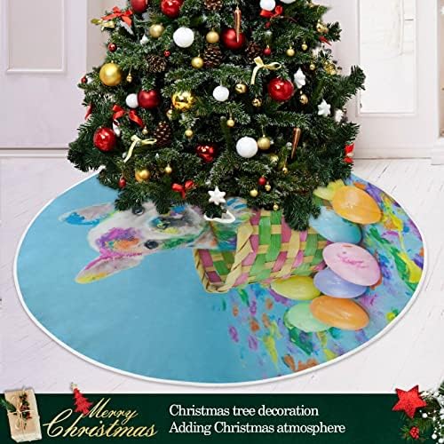 Декорација на здолниште на Велигденско дрво Алаза, украс за мало здолниште за новогодишни елки 35,4 инчи со насликано велигденско кутре за велигденски