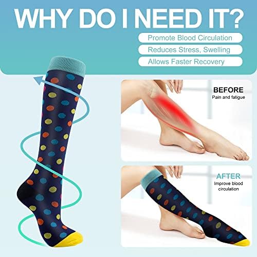 Чорапи за компресија на Pnosnesy, за мажи и жени 15-20 mmHg е најдобро за атлетика, трчање, патување со летање, поддршка