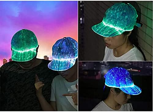 Hunruy хип хоп светлечки предводени капаци за бејзбол капа за Божиќни рива со 7 бои светло USB полнење