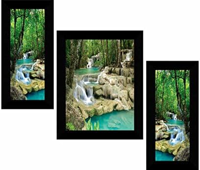 SAF сет од 3 водопади модерна уметничка wallидна сликарство за домашна декорација 13,5 x 22,5 инчи