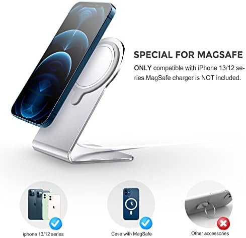 Застанете за полнач Magsafe, Cradream Aluminum Stand Sharder Cradle за iPhone 14 13 12 серии, додатоци на Magsafe компатибилни со iPhone