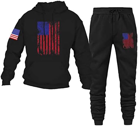 Ovjircd гроздобер американско знаме за тренерки поставени за мажи и жени - долги ракави во САД знамето дуксери и облека за џемпери