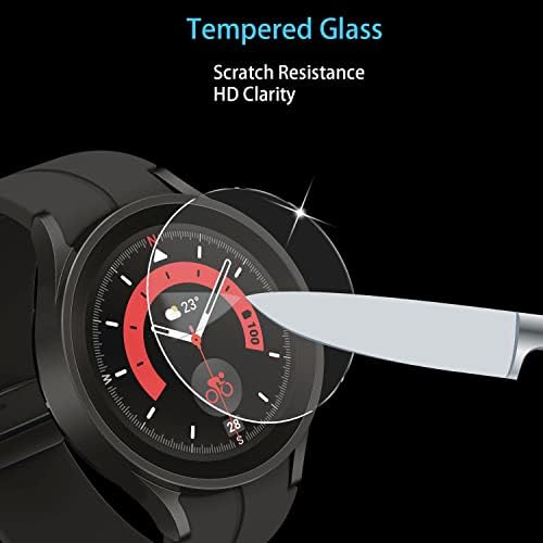 Wuqikuqi [2+2] Пакет за Galaxy Watch 5 Pro Pro Ecter Заштитник Tempered Glass & Flexible PMMA филмски покритие компатибилен