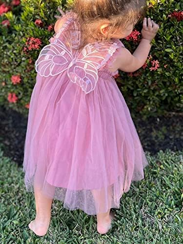 Бебе девојки слоевит пеперутка Тул Туту фустани Детето памук Туту без ракави принцези фустан