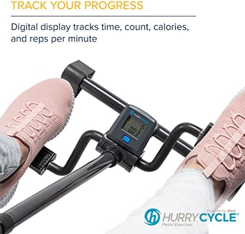 Hurrycane HurryCycle Ped Pedal Pedal, преносен вежба за вежбање за постари лица со прилагодлив отпор и дигитален дисплеј, црно