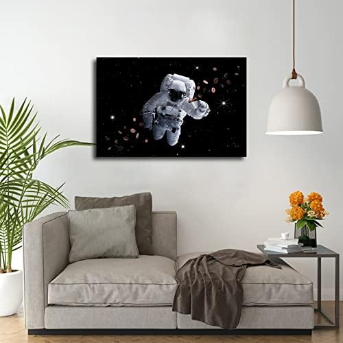 Несакана астронаут пиење кафе во вселенски постери и отпечатоци wallидни уметности слики за дневна соба декор за спална соба одличен