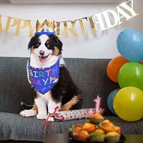 Роденден за кучиња Бандани, роденденска капа за кучиња со број за кучиња кучиња 1 -ви роденденска забава за забави