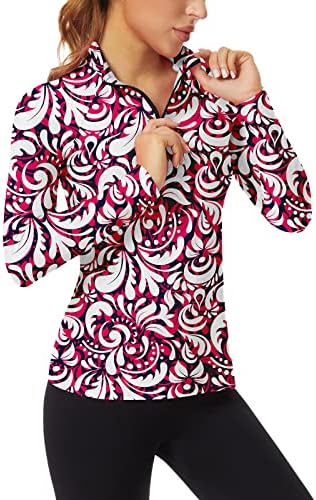 Sonevenенски женски колад V врат со долги ракави Поло кошули влага за голф -маици маици тенок вклопување за обична работа
