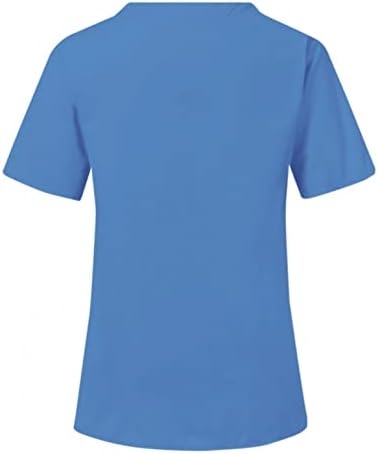 Работни маици за жени - Обичен краток ракав против вратот на врвовите на вратот Блузи летни медицински кошули блузи врвови