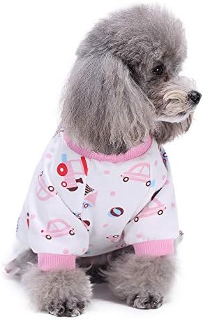 Selmai Dog Pajamas PJS облека за мачки за спиење со копче за дишење мека памучна еластична миленичиња костумски автомобил брод