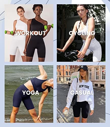 Велосипедисти шорцеви за жени со џебови - Контрола на велосипедски шорцеви со високи половини за велосипеди за јога за вежбање во теретана