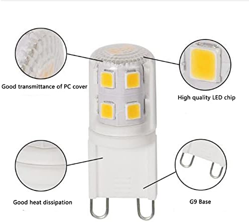YDJoo G9 LED Сијалица 2W LED Светилки 20w Еквивалент Топло Бело 3000k 360° Зрак Агол G9 Bin-pin База За Кристално Лустерот Приврзок Таванот