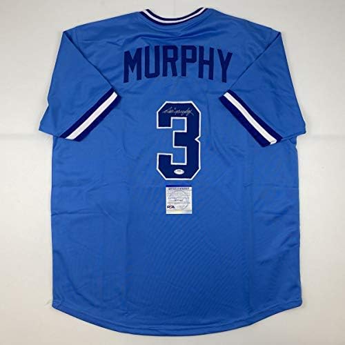Автограмиран/потпишан Дејл Марфи Атланта светло сина бејзбол дрес PSA/DNA COA