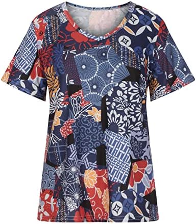 Летна есенска кошула за блуза за девојки краток ракав 2023 памук против вратот графичка обична маица jp jp