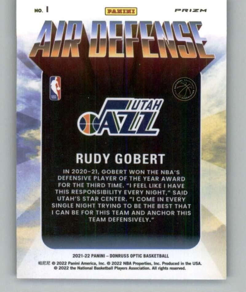 2021-22 Донрус Оптичка воздушна одбрана холо 1 Руди Гоберт Јута џез НБА кошаркарска трговија картичка